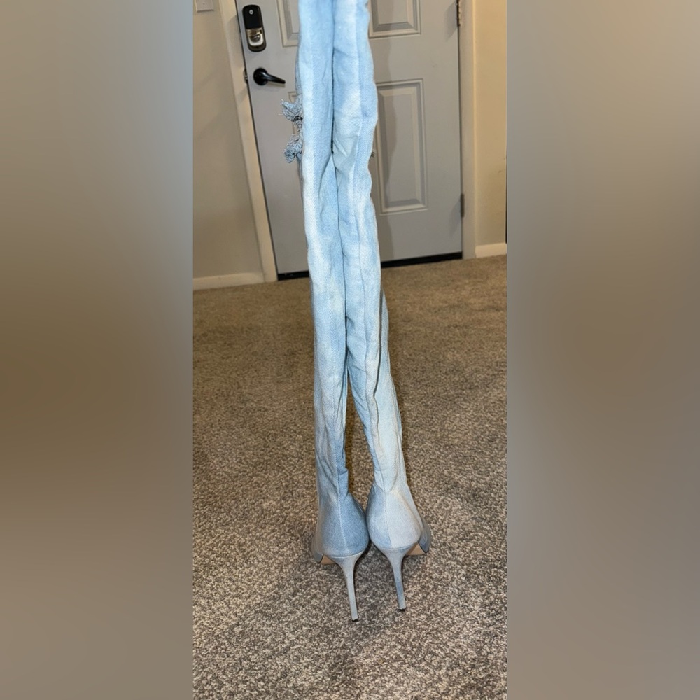 Liliana Light Blue Over-the-Knee Boots - Picture 12 of 16